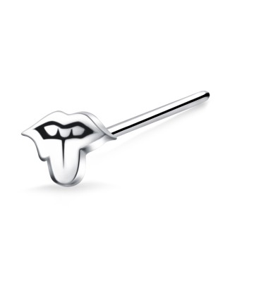 Tongue Silver Straight Nose Stud NSKA-792